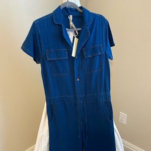 Uncle Frank Collared jumpsuit blue stretch denim size small